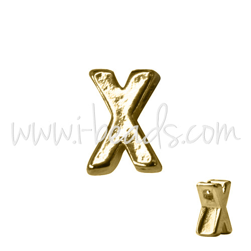 Letter bead X gold plated 7x6mm (1)