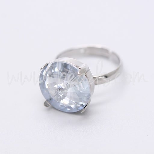 Adjustable ring setting for Swarovski 1122 rivoli 14mm rhodium (1)