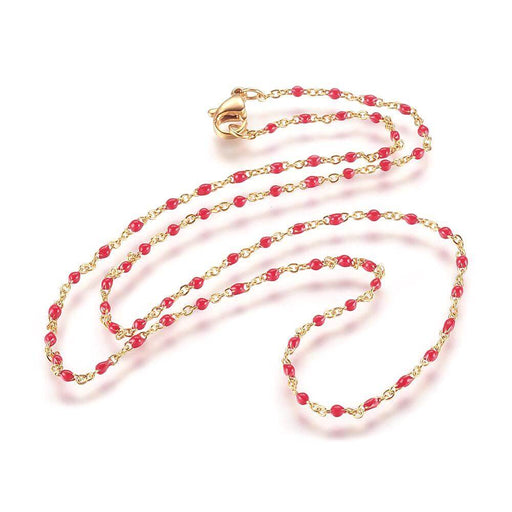Buy Stainless Steel Cross Chain Necklace, with Clasp, Golden and Enamel RED 45cm (1)