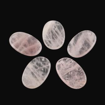 Rose Quartz oval flat Pebble Pendant, Variable Size 55mm, Hole: 2mm (1)