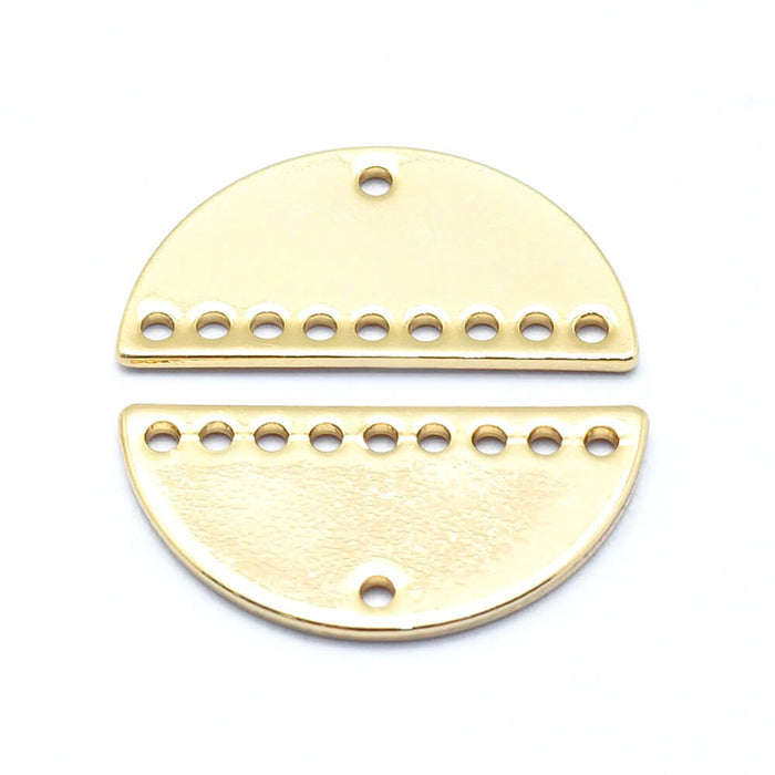 Brass Chandelier Component Link, Gold Plated, Nickel Free, Half Round 9 holes 21x10,5mm (1)