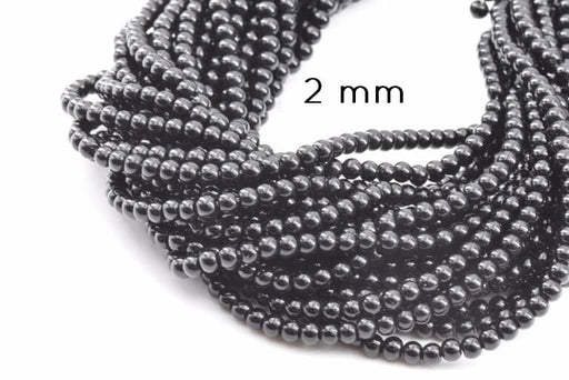 Buy Magnetic reconstituted Hematite Beads Strands, Round, Black- 40cm - 2mm - 193 beads (1strand)