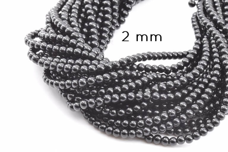 Magnetic reconstituted Hematite Beads Strands, Round, Black- 40cm - 2mm - 193 beads (1strand)
