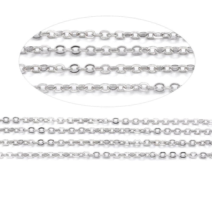 Stainless Steel extra fine Chains, Steel Color, 1.1x0.3mm (50cm)
