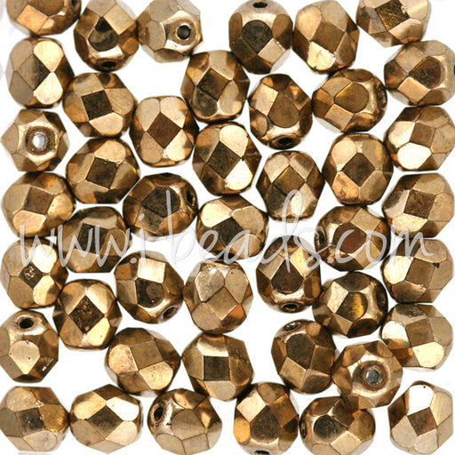 Czech fire-polished beads bronze 6mm (50)