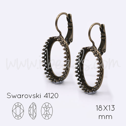 Vintage earrings settings for Swarovski 4120 18x13mm brass (2)