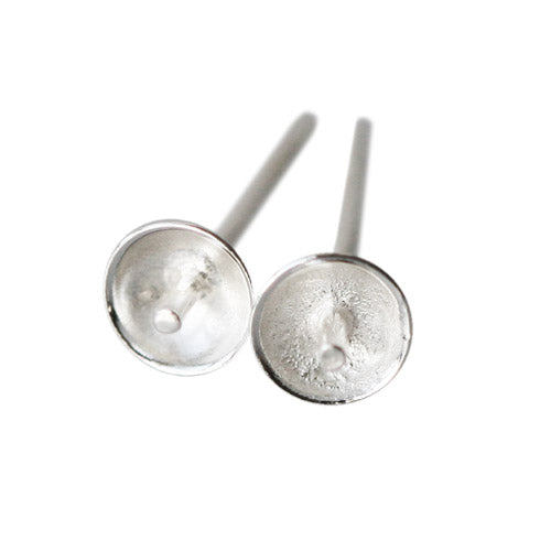 Sterling silver stud earring cup for 6mm half drilled pearl (2)