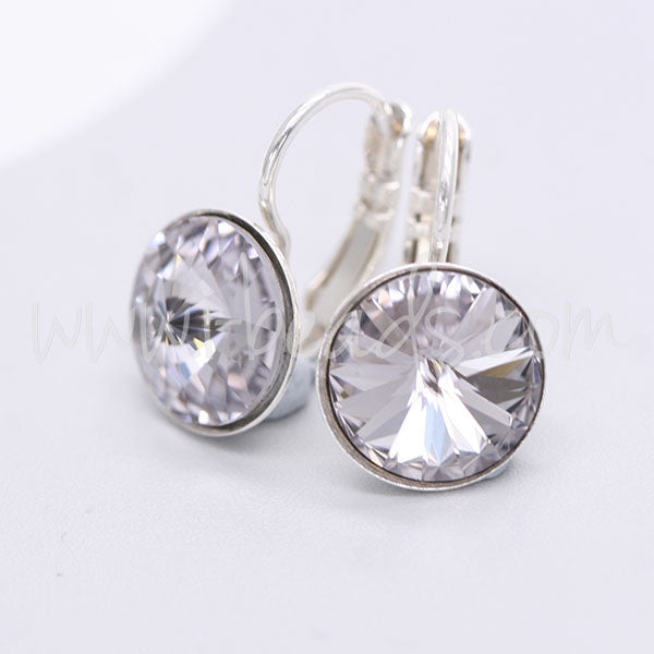 Cupped earring setting for Swarovski 1122 Rivoli SS47 silver plated (2)