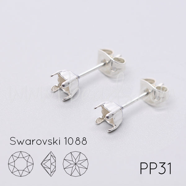 Stud earring setting for Swarovski 1088 4mm-pp31-SS19 silver plated (2)