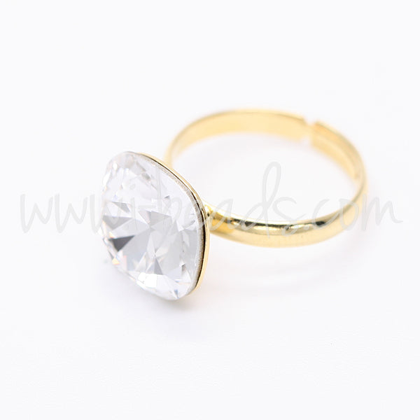 Adjustable ring cupped setting for Swarovski 4470 12mm gold plated (1)