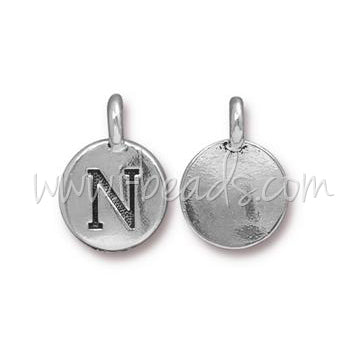 Buy Letter charm N antique silver plated 11mm (1)