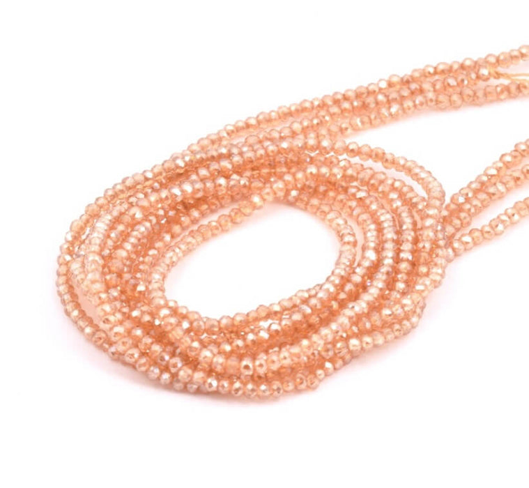 Glass Bead sand AB, Faceted, Round 2mm, hole 0.6mm - 36cm (1strand)