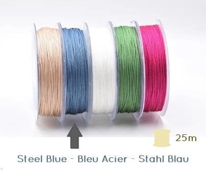 Nylon braided cord high quality- 0.8mm- STEEL BLUE -(sold per roll - 25m)