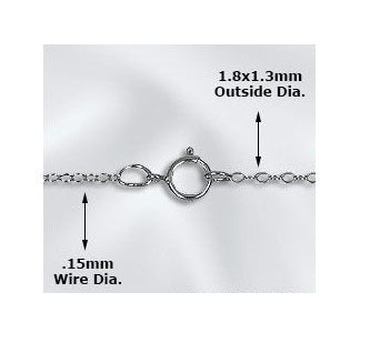 Sterling silver extra thin rolo cut necklace chain(1.3mm) 45cm (1)