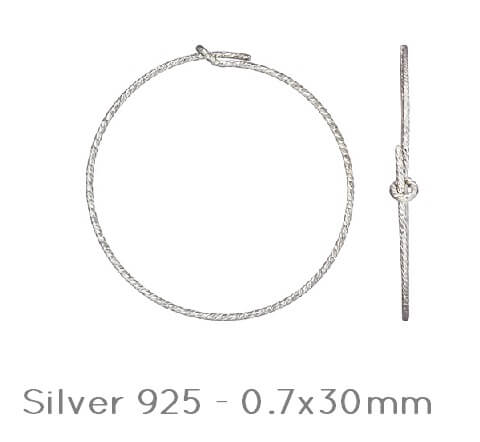 Buy Beading hoop sparkle Sterling Silver - 0.7x 30mm (2)