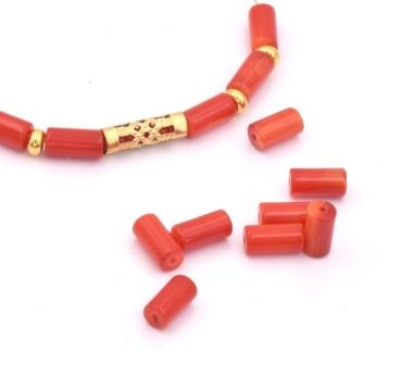 Buy Bamboo coral cylinder bead 8x4mm hole : 0.5mm (10)