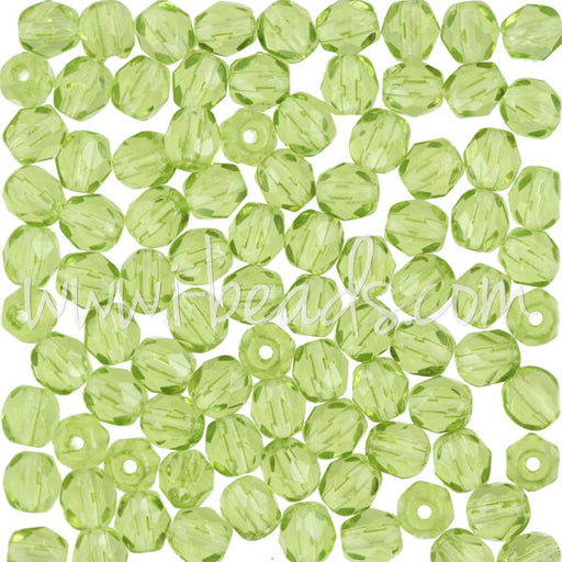 Czech fire-polished beads olivine 4mm (100)