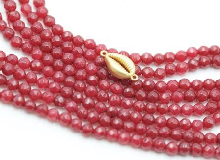 Natural jade dyed GARNET faceted, 4mm, hole 1mm approx: 90 beads (sold by 1 strand)