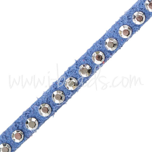 Buy suede cord with silver rivets blue 3mm (1m)