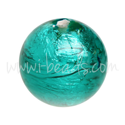 Buy Murano bead round emerald and silver 12mm (1)