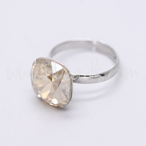 Adjustable ring cupped setting for Swarovski 4470 12mm rhodium (1)