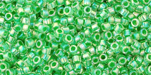 Buy cc775- Toho Treasure beads 11/0 Rainbow Crystal/Grass Green-Lined (5gr)