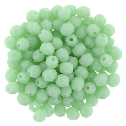 Czech fire-polished beads OPAQUE GREEN PEA 3mm (30)