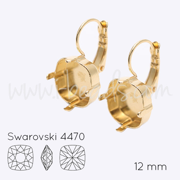 Earring setting for Swarovski 4470 12mm gold plated (2)