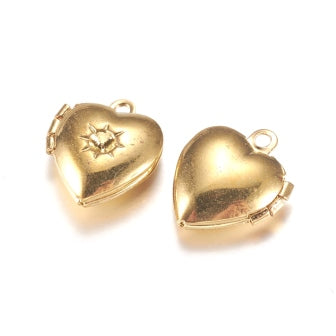 Buy Locket Pendant, Charm, Heart, Golden brass 10mm (1)