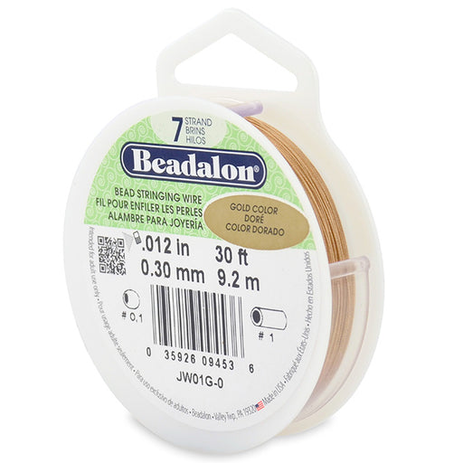 Beadalon bead stringing wire 7 strands metallic gold 0.30mm, 9.2m (1)