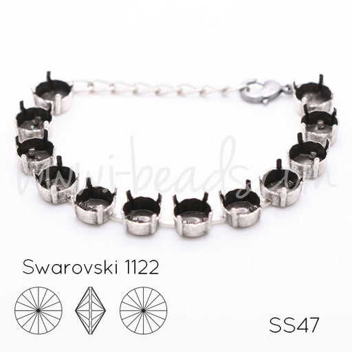 Buy Bracelet setting for 12 Swarovski Swarovski 1122 rivoli SS47 antique silver plated (1)