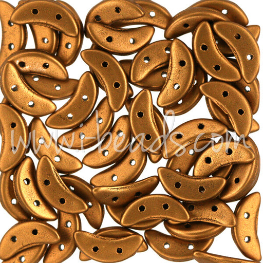 2 holes CzechMates Crescent 3x10mm matte metallic antique gold (5g)