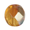 Czech fire-polished beads medium topaz ab 6mm (50)