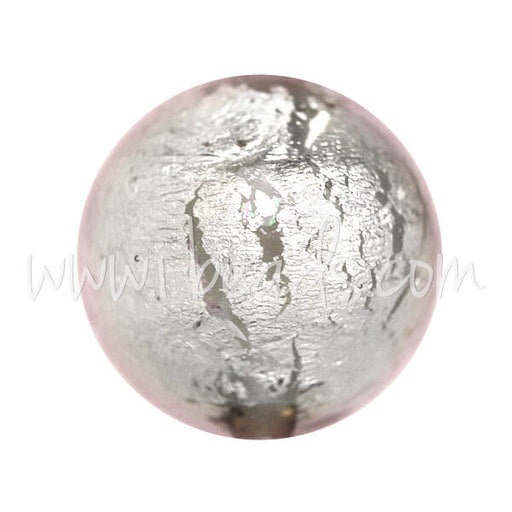 Buy Murano bead round crystal pale rose and silver 12mm (1)