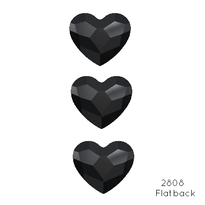 Buy Swarovski 2808 HEART flat back rhinestones JET 3.6mm (20)