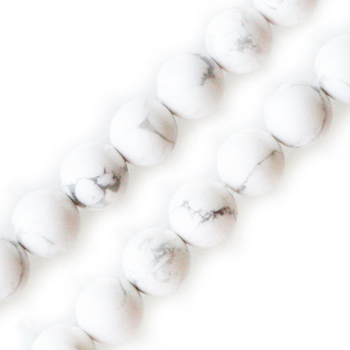 Buy White howlite round beads 8mm strand (1)