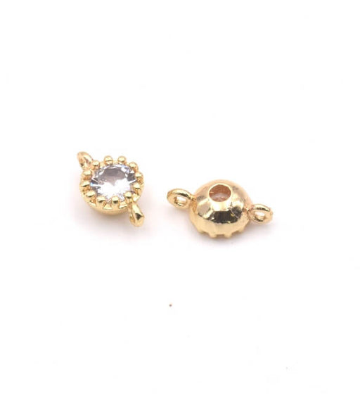 Buy Zirconia and Golden brass -link connector - Stone : 6mm (1)