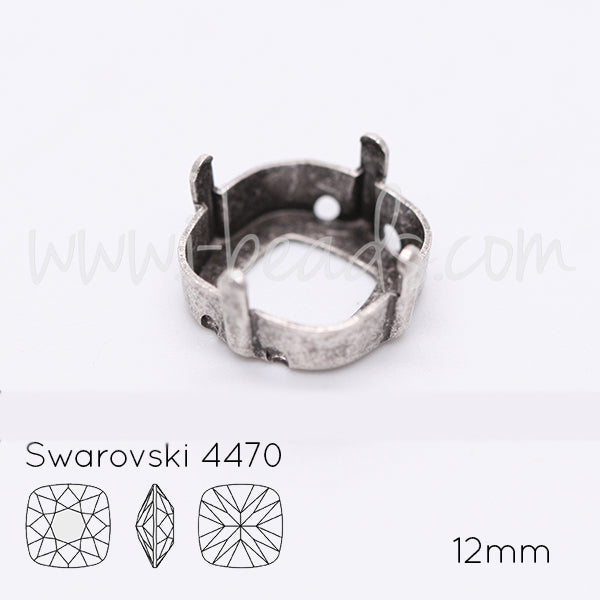 Sew on setting for Swarovski 4470 12mm antique silver plated (1)