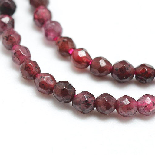 Natural Garnet Bead, Faceted, Round 2mmx0,5 - 180pcs/strand- 40cm (1strand)