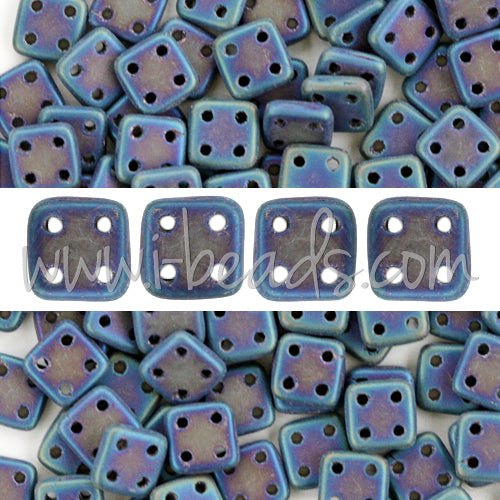 4 holes CzechMates QuadraTile 6mm Matte Iris Blue (10g)