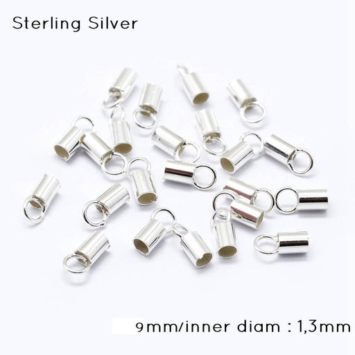 Buy 925 Sterling Silver Cord Ends, 9mm inner diam : 1,3mm (2)