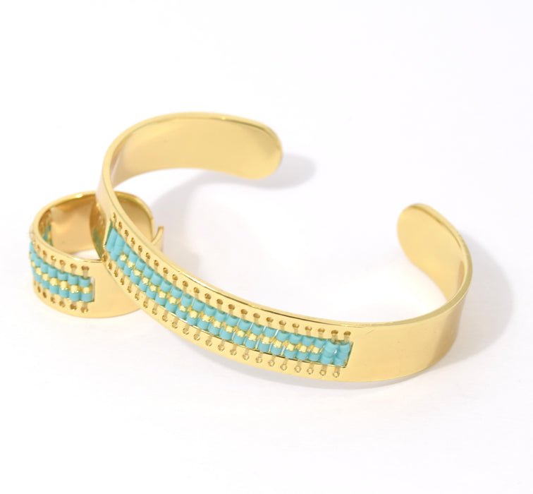 Adjustable bangle colour gold plated 60 mm diameter for seedbead sewing TOHO or Miyuki