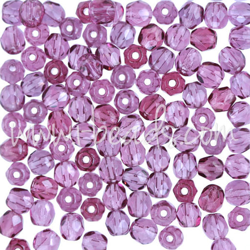 Buy Czech fire-polished beads fuchsia 4mm (100)