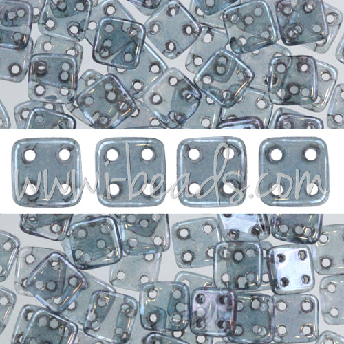 Buy 4 holes CzechMates QuadraTile 6mm Luster Transparent Amethyst (10g)