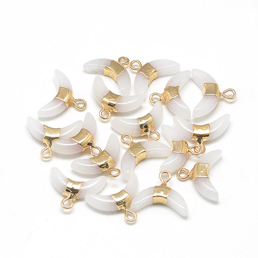 Buy White Jade Pendant, with golden Brass- 12mm long, 16mm wide (1)