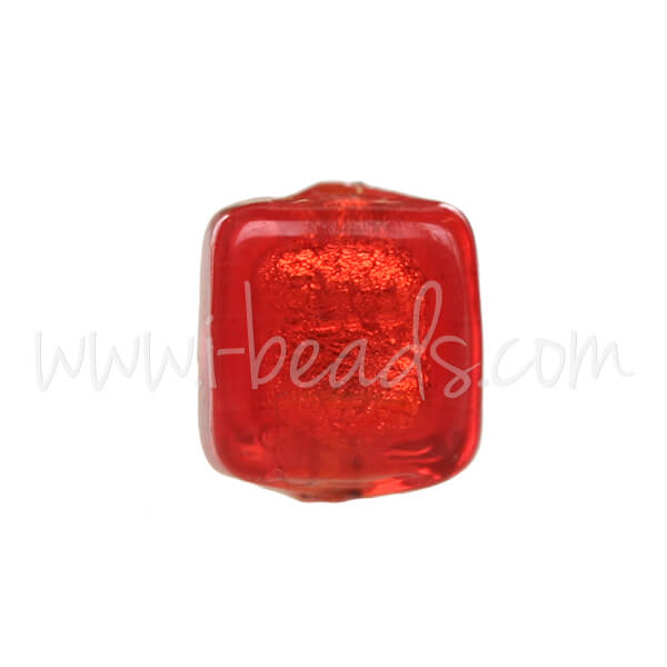 Murano bead cube red and gold 6mm (1)