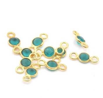 Buy small link connector with green onyx and vermeil 12x5mm (2)
