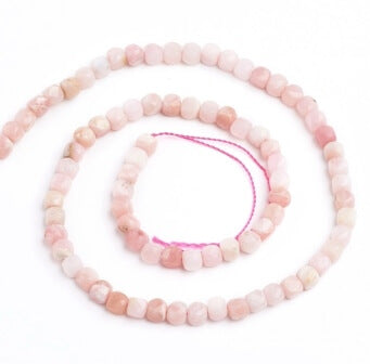 Buy Cube facetted beads Pink Opal 4mm hole: 0.6mm (10)