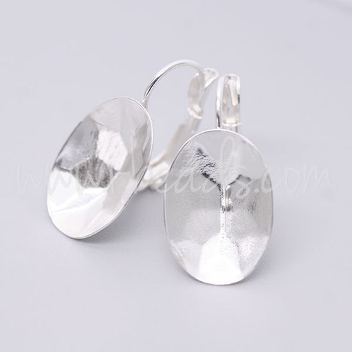 Cupped earring setting for Swarovski 4120 18x13mm silver plated (2)