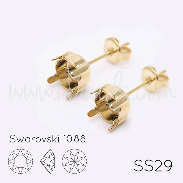 Stud earring setting for Swarovski 1088 SS29 gold plated (2)
